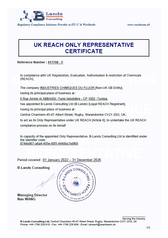 REACH Certificate